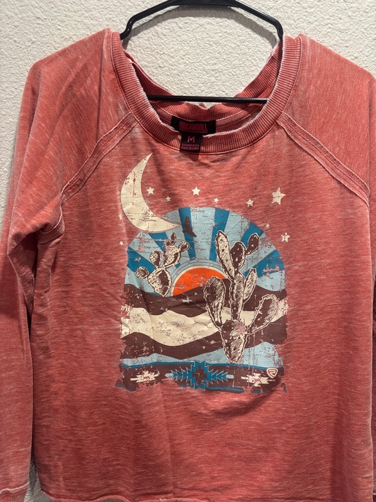 Rock&Roll Tops - Rock & Roll Denim Desert Graphic Sweatshirt - Dusty Coral